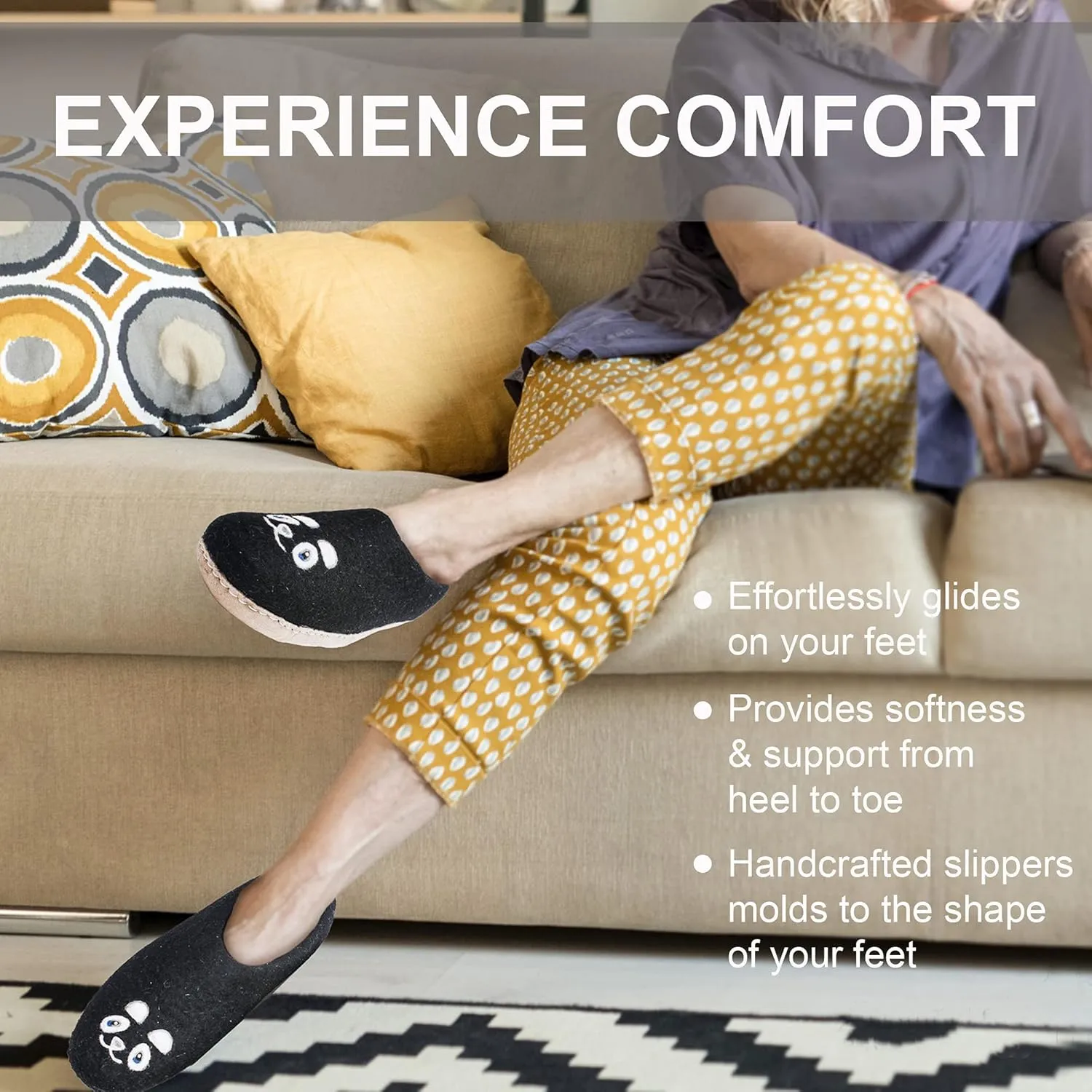 Wool Slippers for Men Women Unisex Indoor House Cozy Warm Bedroom Slip-On Winter Soft Comfy Shoes Organic Natural Felt Footwear