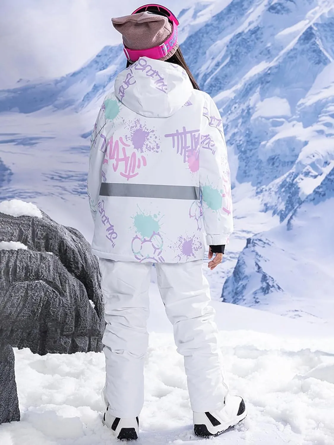 WOWULOVELY Girl's Winter Skisuit Thicken Warm Hooded Snowsuit Toddler Ski Jacket Pants Set