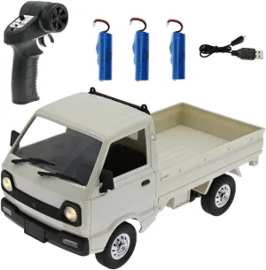 WPL D12 RC Truck, 1:16 Scale 2.4G Rear-Drive Mini RC Drift Car with LED Lights & Proportional Steering, Hobby Grade All-Terrain Vehicle for Adults