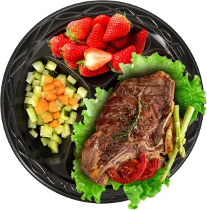 YANGRUI Reusable Plastic Plates, 10 Inch 3 Compartments Microwave Safe Disposable Plate Food Grade Material Heavy Duty MFPP Dinner Tray
