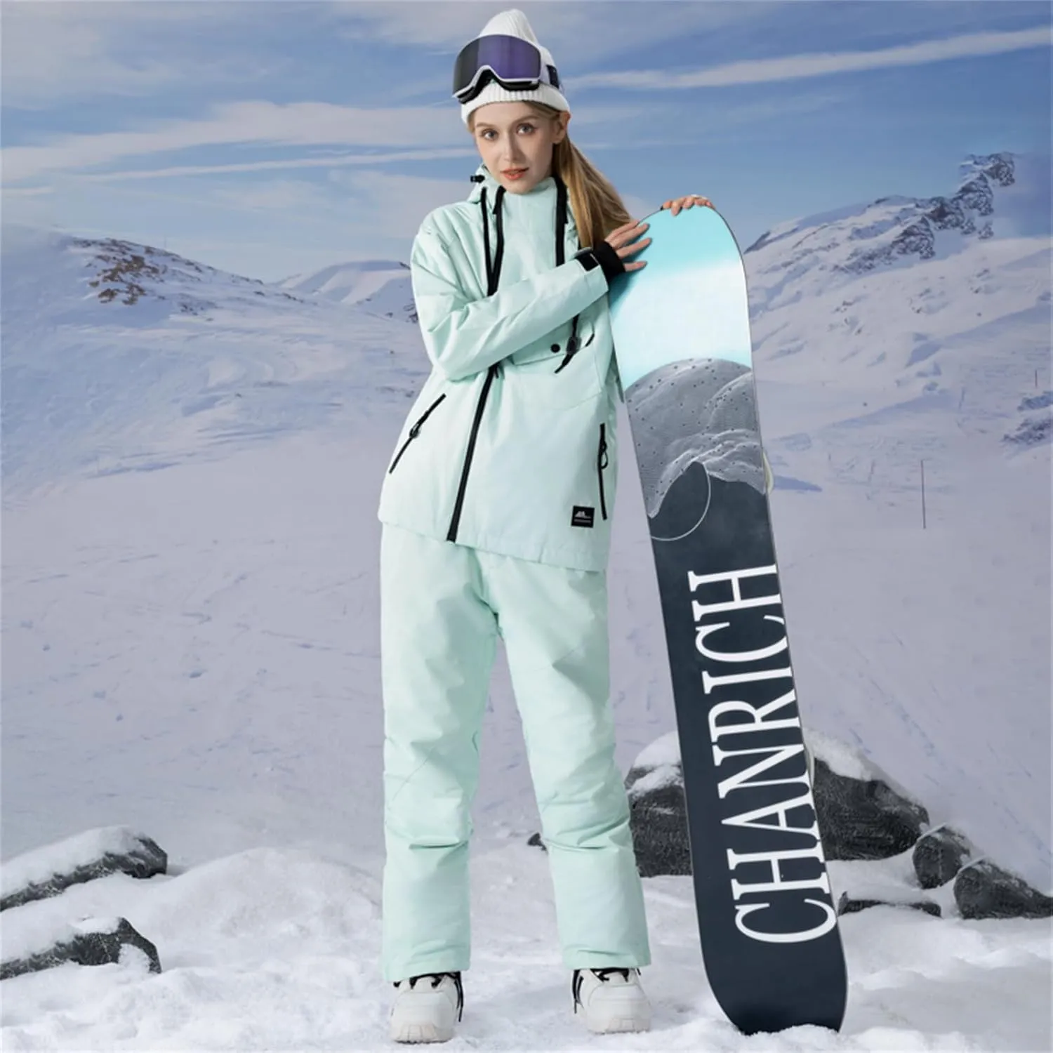 YEEFINE Women's Ski Suit Two Pieces Snowsuits Waterproof Snow Snowboard Suits Winter Outdoor Ski Jacket and Pants