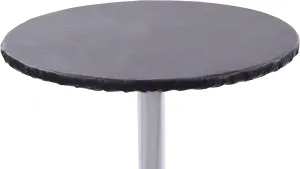 Yourtablecloth Heavy Duty Vinyl Round Fitted Tablecloth (Table Cover) with Flannel Backing Vibrant Colors Elasticized Tablecloth Great for Indoor and Outdoor Dining and Playing Cards 36” Black