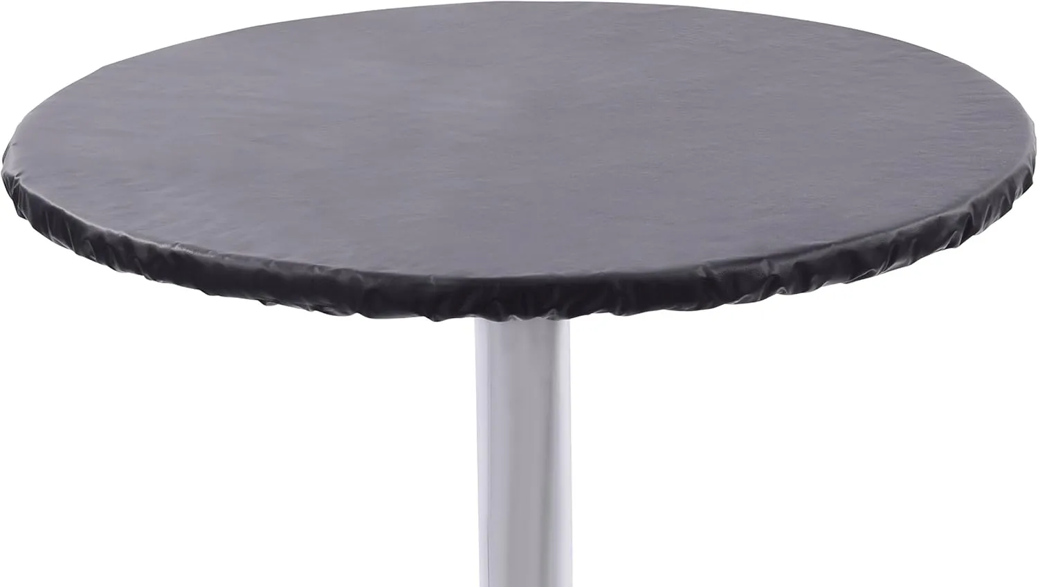 Yourtablecloth Heavy Duty Vinyl Round Fitted Tablecloth (Table Cover) with Flannel Backing Vibrant Colors Elasticized Tablecloth Great for Indoor and Outdoor Dining and Playing Cards 36” Black