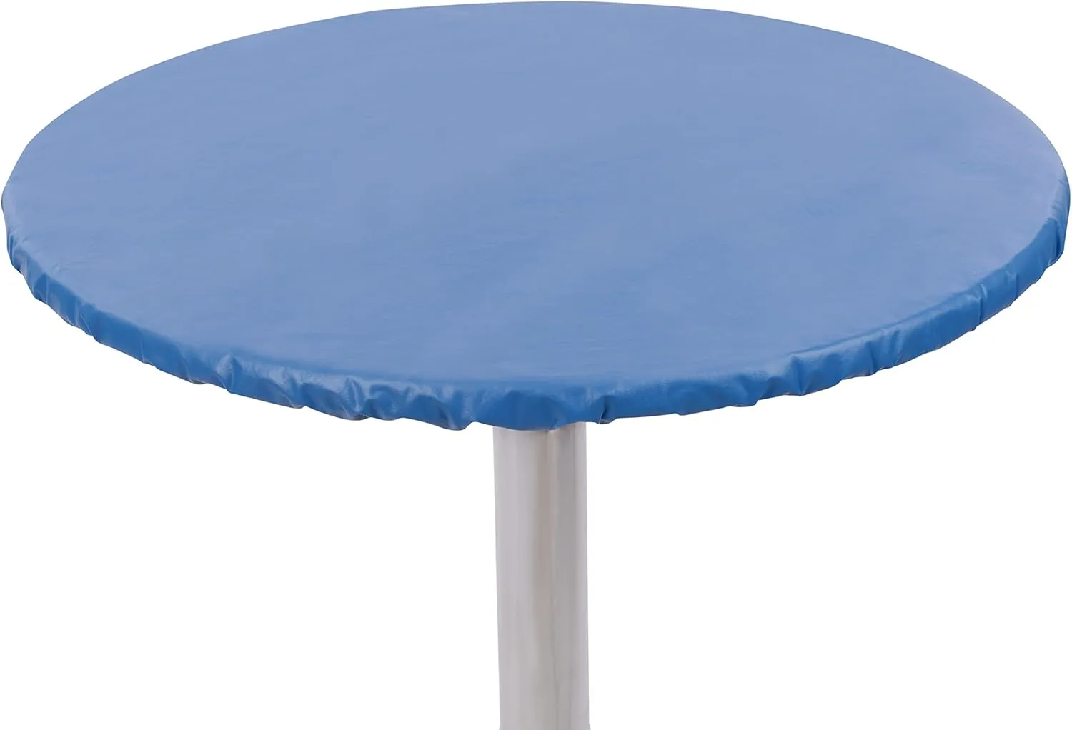 Yourtablecloth Heavy Duty Vinyl Round Fitted Tablecloth (Table Cover) with Flannel Backing Vibrant Colors Elasticized Tablecloth Great for Indoor and Outdoor Dining and Playing Cards 36” Royal Blue