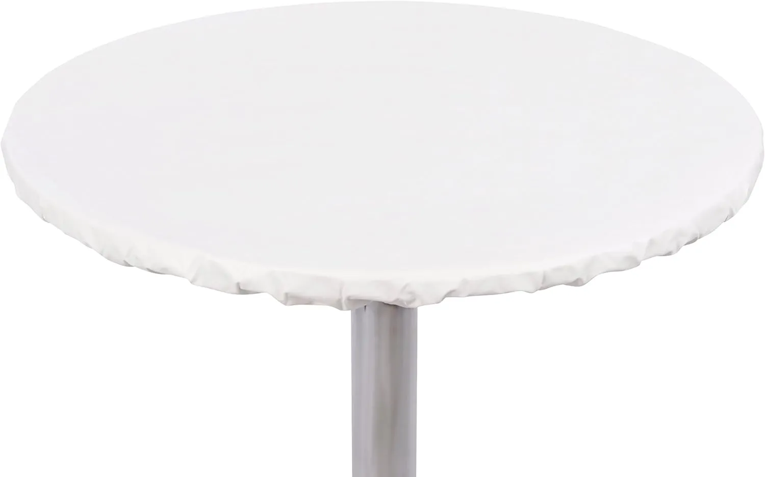Yourtablecloth Heavy Duty Vinyl Round Fitted Tablecloth (Table Cover) with Flannel Backing Vibrant Colors Elasticized Tablecloth Great for Indoor and Outdoor Dining and Playing Cards 36” White