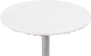 Yourtablecloth Heavy Duty Vinyl Round Fitted Tablecloth (Table Cover) with Flannel Backing Vibrant Colors Elasticized Tablecloth Great for Indoor and Outdoor Dining and Playing Cards 36” White