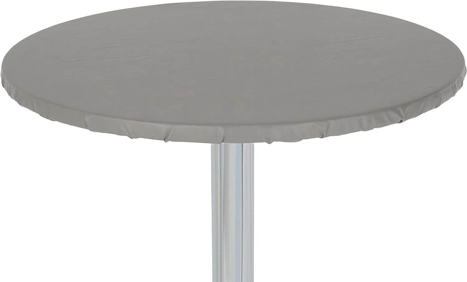 Yourtablecloth Heavy Duty Vinyl Round Fitted Tablecloth (Table Cover) with Flannel Backing Vibrant Colors Elasticized Tablecloth Great for Indoor and Outdoor Dining and Playing Cards 48” Grey