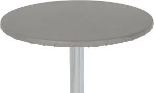 Yourtablecloth Heavy Duty Vinyl Round Fitted Tablecloth (Table Cover) with Flannel Backing Vibrant Colors Elasticized Tablecloth Great for Indoor and Outdoor Dining and Playing Cards 48” Grey