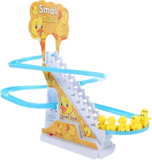 Zerodeko Small Duck Climbing Stair Toy with Music and Light, Cute Animal Slide Track Toy for Toddler